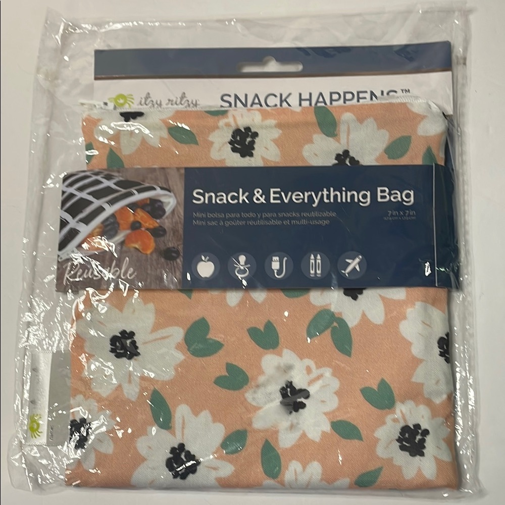 Itzy Ritzy Reusable Snack Happens Floral Snack & Everything Bag (7" x 7")